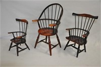 (3) Windsor-Style wooden doll chairs