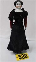 Vtg flat-top china head doll, 21"