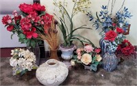 Vases & planters with silk flowers