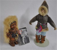 Vtg 7" handcrafted Eskimo w/ fur clothing