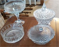 Candy dishes, compote, 2 with lids