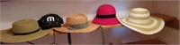 Ladies Hats, (5), Red felt, straw look
