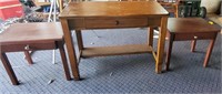 Single drawer desk & two tables