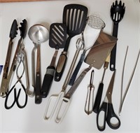 Kitchen hand utensils, spatulas, tongs