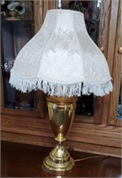 Brass Table Lamp & fringed shade