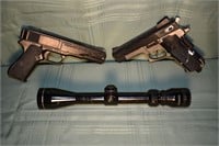 2 BB pistols and a Tasco 3-9x40 scope