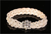 Sterling Silver Rose Woven Bracelet