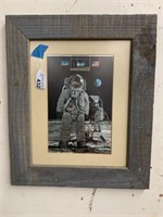 FRAMED FOIL ETCHING OF APOLLO 11 MOON LANDING -