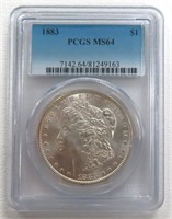 1883 Silver Morgan Dollar, PCGS Graded MS64