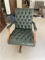 Green Leather swivel office chair