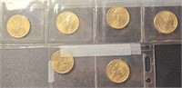 (6) MINT PRESIDENTIAL 1 $ COINS