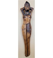 Vintage Wood Hand Carved Erotic Woman Figure Nutc