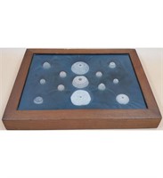 Framed Collection of Spindle Whorls Beads