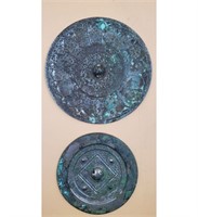Pair of Antique Chinese Circular Bronze Mirrors
