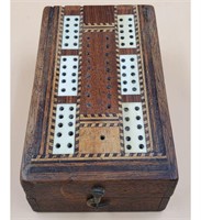 Antique Travel Cribbage Game Board/Travel Box, 19