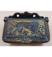 Antique Cast Iron Match Safe w/ Hunting Dog