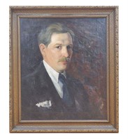 Oil and Canvas Portrait of 20th Century Man