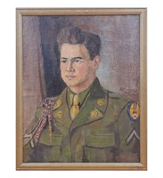 Oil and Canvas Portrait of U.S. Air Force Man, Si