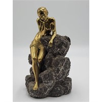 Amazing Art Deco Nude Sculpture Bronze On Marble