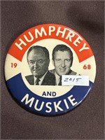 Humphrey and Muskie 1968 3 1/2 inch campaign