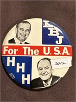 Humphrey and Johnson 3 1/2 inch campaign button,