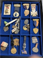 16 fraternal badges, and watch fobs