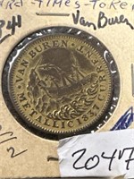 1841 Van Buren Webster current hard Times token