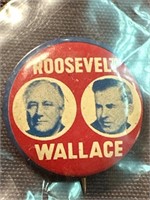 Roosevelt and Wallace campaign button