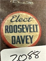Elect Roosevelt and Davey small campaign button