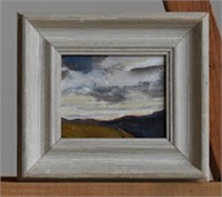Blue Grey June, oil, 4 3/4” x 3 7/8”, framed