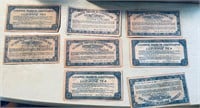 Lot of 10 Antique Luziane $3 certificate bills