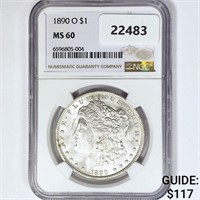 1890-O Morgan Silver Dollar NGC MS60