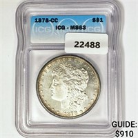 1878-CC Morgan Silver Dollar ICG MS63