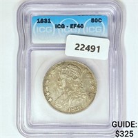 1831 Capped Bust Half Dollar ICG EF40