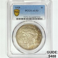 1928 Silver Peace Dollar PCGS AU53