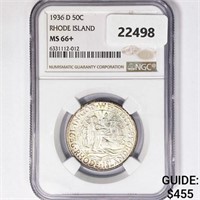 1936-D Rhode Island Half Dollar NGC MS66+