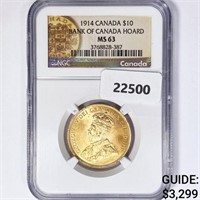 1914 Canadian $10 Gold (16.72g) NGC MS63