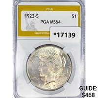 1923-S Silver Peace Dollar PGA MS64