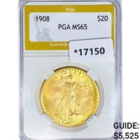 1908 $20 Gold Double Eagle PGA MS65