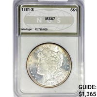 1881-S Morgan Silver Dollar NGS MS67