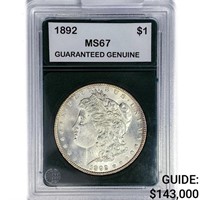 1892 Morgan Silver Dollar GG MS67