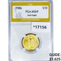 1986 $10 1/4oz American Gold Eagle PGA MS69