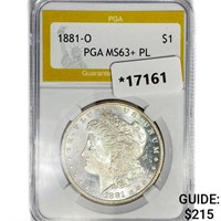 1881-O Morgan Silver Dollar PGA MS63+ PL