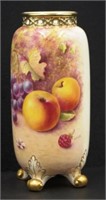 Royal Worcester painted fruit signed vase