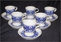 Six Arabia (Finland) coffee cups and saucers