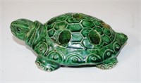 Pottery green frog (in shape of turtle)