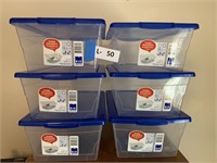 (6) 6.5qt Plastic Storage Tote