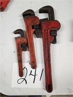 3 DIFFERENT SIZED ASST. PIPE WRENCHES