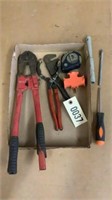 Oil Wrench, Pipe Wrench, Bolt Cutters, Tape