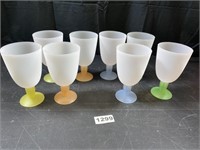 Plastic Wine Glasses 2 of each Color